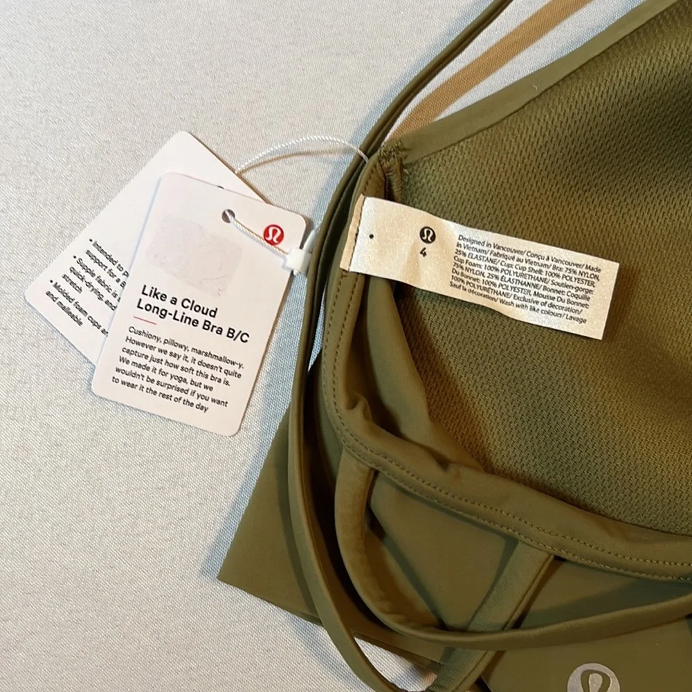 Lululemon Like a Cloud Bra Long Line B/C Cup Size 4 in Rosemary Green - Picture 7 of 7
